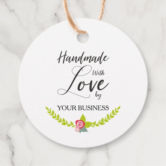 Handmade with Love Quote with Blumen Design Geschenkanhänger (Rückseite)