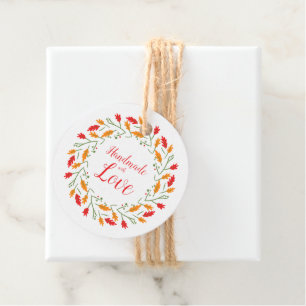 Handmade with Love Quote with Blumen Wreath Design Geschenkanhänger