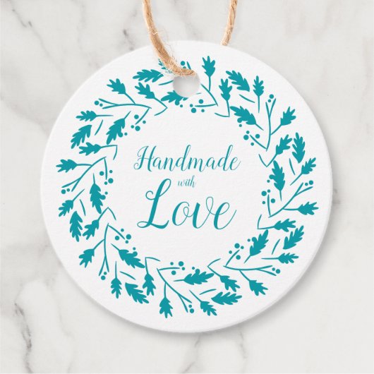 Handmade with Love QuoteDesign in Aquamarine Geschenkanhänger (Vorderseite)