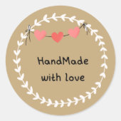 handmade with love runder aufkleber (Vorderseite)