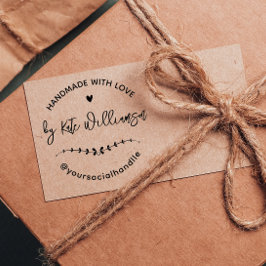 Handmade With Love Rustic Heart & Leaves Wreath Gummistempel