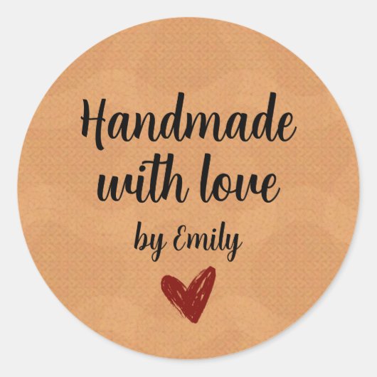 Handmade With Love Small Business Packaging Runder Aufkleber (Vorderseite)