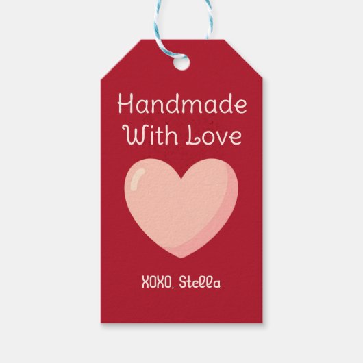 Handmade With Love Valentine Gift Tag Geschenkanhänger (Vorderseite)