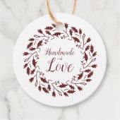 Handmade With Love Wreath Quote In Brown Geschenkanhänger (Vorderseite)