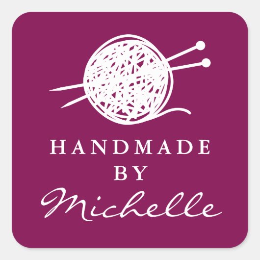 Handmade wool knitting thread bundle logo custom quadratischer aufkleber (Vorderseite)