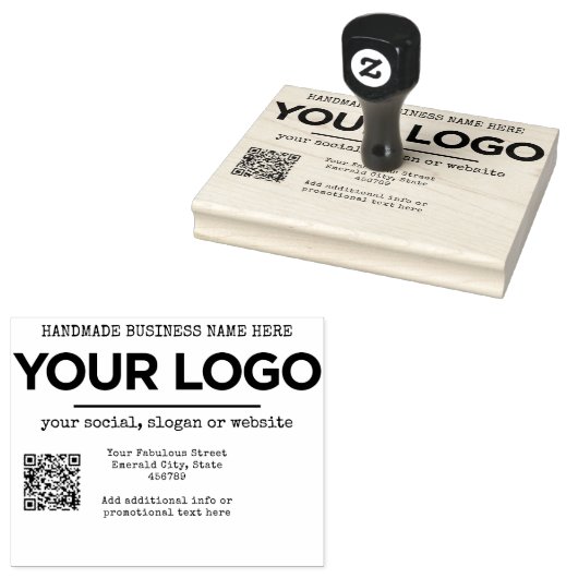 Handmade your Business Inline Logo Custom QR Code Gummistempel (Stempel)
