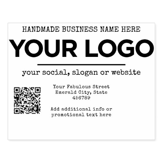 Handmade your Business Inline Logo Custom QR Code Gummistempel (Prägung)