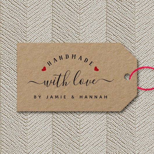 HANDMAL MIT LIEBE Custom Modern Script Kraft Geschenkanhänger