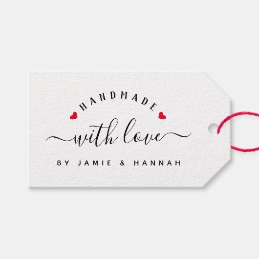 HANDMAL MIT LIEBE Custom Modern Script Kraft Geschenkanhänger (Vorderseite (Horizontal))