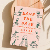 Handmalen von Funky Retro Contemporary Save The Date