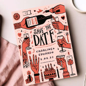 Handmalen von Funky Retro Contemporary Save The Date
