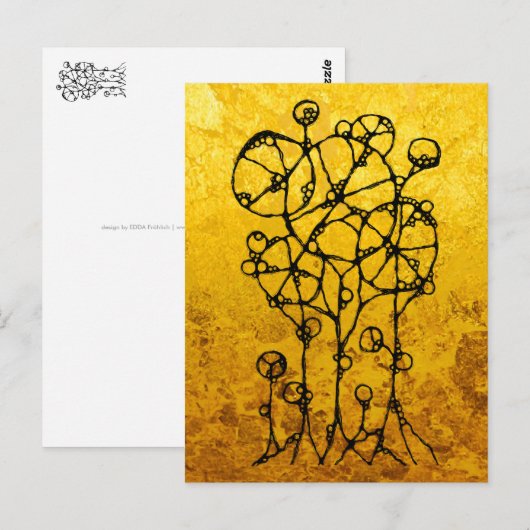 Handmalerei - Abstrakte Baumgruppe 1 Postkarte (Vorne/Hinten)