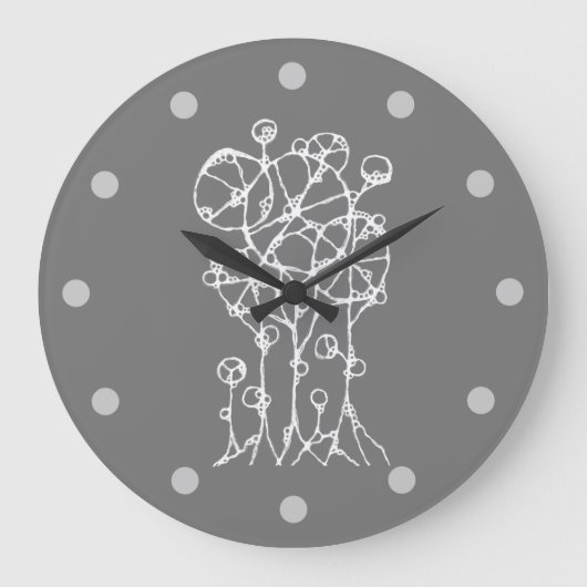Handmalerei - Abstrakte Baumgruppe 2 Große Wanduhr (Vorderseite)