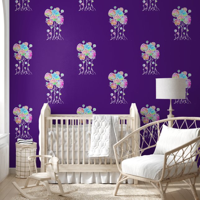 Handmalerei - Abstrakte Baumgruppe 4a Tapete (Kinder)