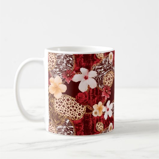 Handmalerei Abstrakte Wasserfarbe Leopard Zebra an Kaffeetasse (Links)