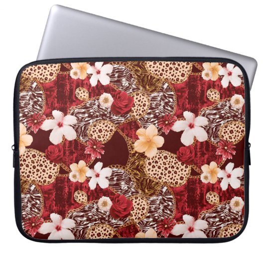 Handmalerei Abstrakte Wasserfarbe Leopard Zebra an Laptopschutzhülle (Vorderseite)