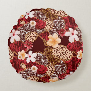 Handmalerei Abstrakte Wasserfarbe Leopard Zebra an Rundes Kissen