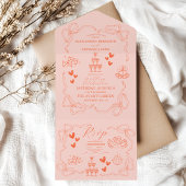 Handmalerei Retro Moderne Hochzeit All In One Einladung