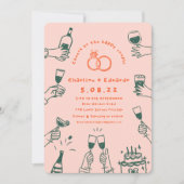 Handmalerei Retro Moderne Hochzeit Einladung (Vorderseite)