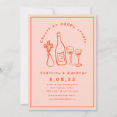 Handmalerei Retro Moderne Hochzeit Einladung (Vorderseite)