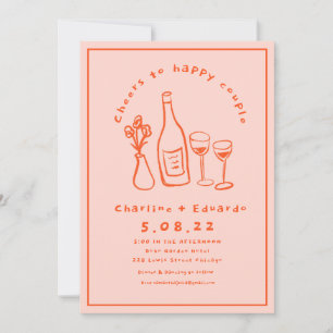 Handmalerei Retro Moderne Hochzeit Einladung