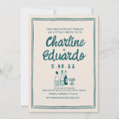 Handmalerei Retro Moderne Hochzeit Einladung (Vorderseite)