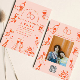 Handmalerei Retro Moderne Hochzeit Einladung