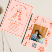 Handmalerei Retro Moderne Hochzeit Einladung