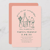 Handmalerei Retro Moderne Hochzeit Einladung