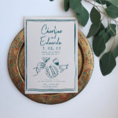 Handmalerei Retro Moderne Hochzeit Einladung