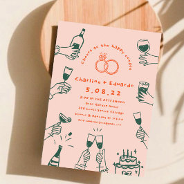 Handmalerei Retro Moderne Hochzeit Einladung