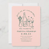 Handmalerei Retro Moderne Hochzeit Einladung (Vorderseite)