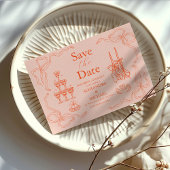 Handmalerei Retro Moderne Hochzeit Save The Date