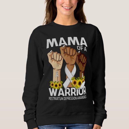 Handmama eines Warrior Postpartum Depression Aware Sweatshirt (Vorderseite)