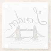 Handmit buchstaben gekennzeichnete London-Brücke Glasuntersetzer (Rückseite)