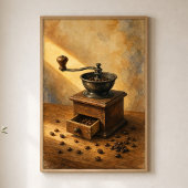 Handmühle & Kaffeebohnen Aquarellposter Poster