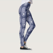 Handmuster Blau & Weiß Hamsa / Augenschutz Leggings (Rechts)