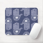 Handmuster Blau & Weiß Hamsa / Augenschutz Mousepad (Mit Mouse)