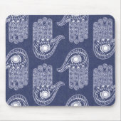 Handmuster Blau & Weiß Hamsa / Augenschutz Mousepad (Vorne)