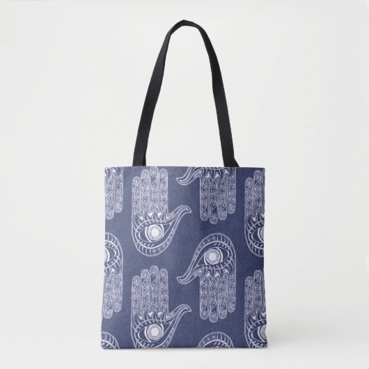 Handmuster Blau & Weiß Hamsa / Augenschutz Tasche (Vorderseite)