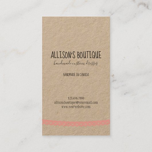 Handnähmaschine für kundenspezifische Boutique Visitenkarte (Rückseite)