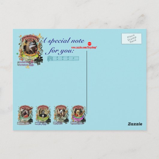 Handolphin Funny Dolphin Animal Composer Händel Postkarte (Rückseite)