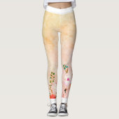 HANDPAINIERTE BLUME DRUCKTE LEGGINGS IN GELB (Vorderseite)