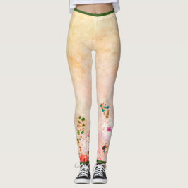 HANDPAINIERTE BLUME DRUCKTE LEGGINGS IN GELB
