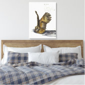 Handpaint gefährdete Owl Print-Leinwand Leinwanddruck (Insitu (Schlafzimmer))