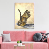 Handpaint gefährdete Owl Print-Leinwand Leinwanddruck (Insitu (Wohnzimmer))
