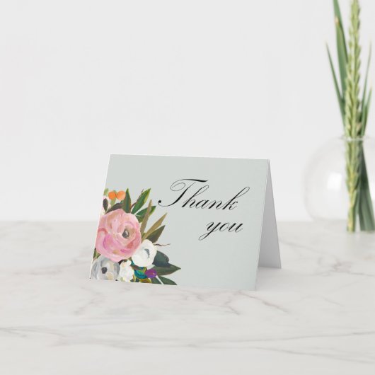 Handpainted Floral 60th Birthday Party Dankeskarte (Vorderseite)