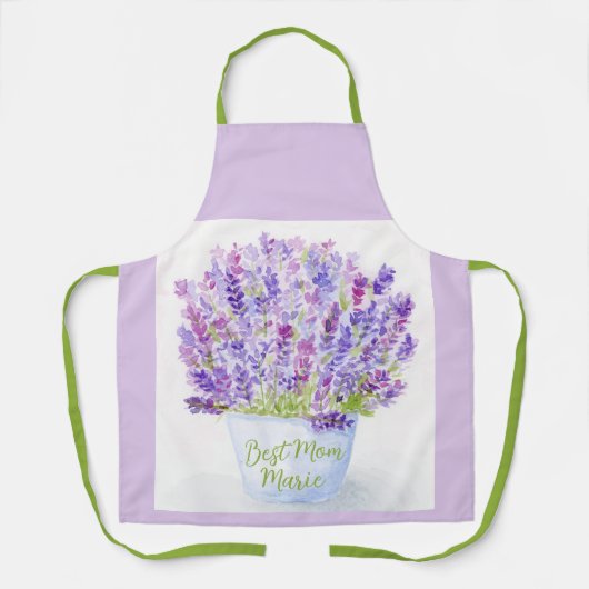 Handpainted Loose Watercolor Lavender Floral MOM Schürze (Vorderseite)