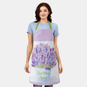 Handpainted Loose Watercolor Lavender Floral MOM Schürze (Getragen)