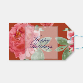 Handpainted Red Roses Holiday Luncheon Geschenkanhänger